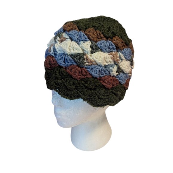 Vintage 70’s Retro Hand Knit Beanie Crochet Groovy Grandma Core Cozy Boho - Picture 1 of 3